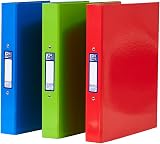 Oxford A4 Ring Binders 3 Pack Glossy Red Green Blue 40 mm Spine view 1
