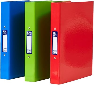 Oxford A4 Ring Binders 3 Pack Glossy Red Green Blue 40 mm Spine