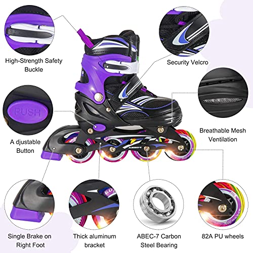 Adjustable Inline Skates with Full Light Up Wheels【Includes Skate Bag
