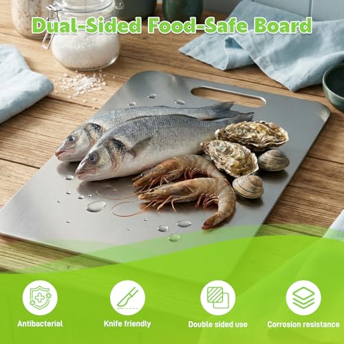 Titanium Cutting Board 3-Piece Set Pure Titanium Cutting Boards for Kitchen - Double-Sided Food-Grade Chopping Board Non-Stick Durable and Easy to Clean (M/L/XL 3-Piece Set)