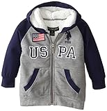 U.S. Polo Assn. Little Boys' Sherpa Lined Thermal Hoodie, Medium Heather Gray, 2T