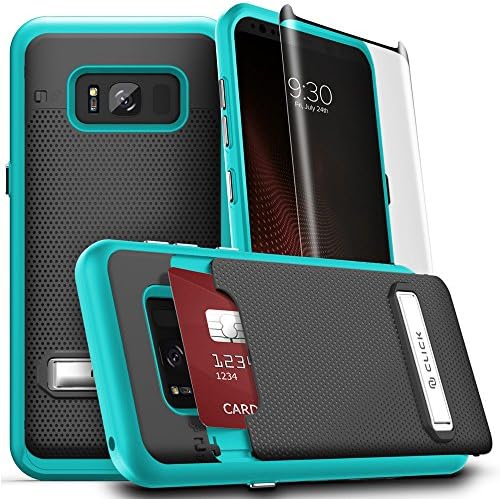 Samsung Galaxy S8 Case, Phase Series by CLICK CASE w/[Samsung Galaxy S8 Screen Protector] Hidden Wallet Back [Slim Fit Cover] Kickstand- S8
