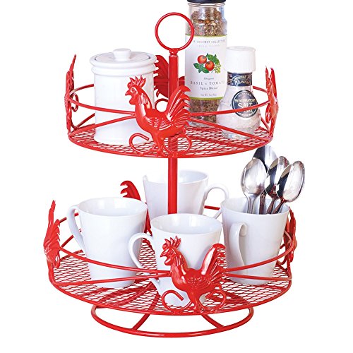 Two Tier Red Country Rooster Lazy Susan