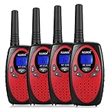 FLOUREON 4 Packs Walkie Talkies Two Way Radios 22 Channel 3000M (MAX 5000M Open Field) UHF Long Range Handheld Talkies Talky (Red)