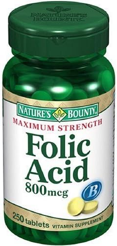 Natures Bounty Folic Acid 800 MCG Tablets to Control Birth Defects - 250 Tablets (Pack of 2) by Good n Natural