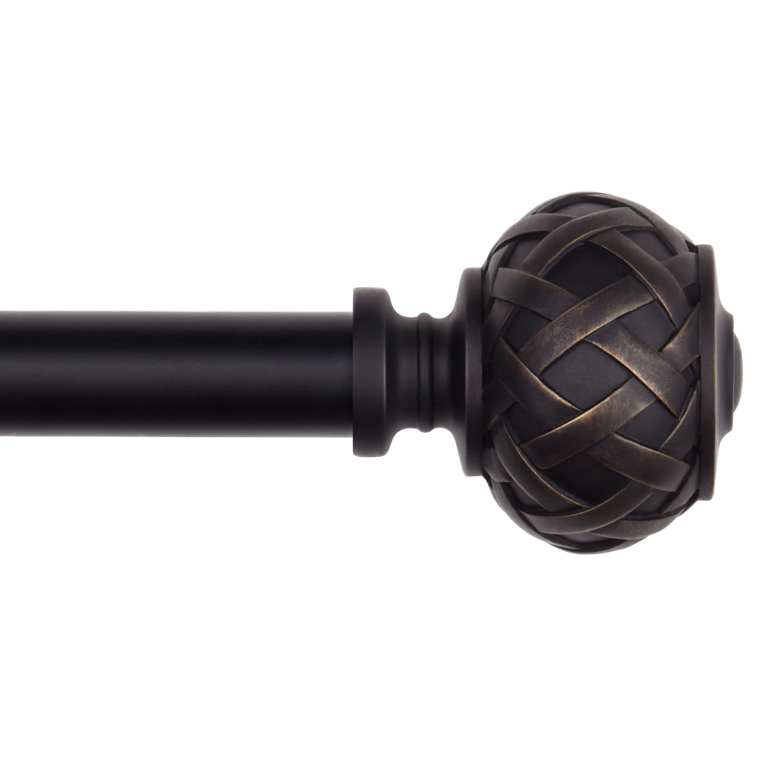 SZXIMU Curtain Pole for Windows 182-365 cm (72 to 144 Inches), Extendable Curtain Rod for Eyelet Curtains Drapery Rod with Netted Texture Finials,Black