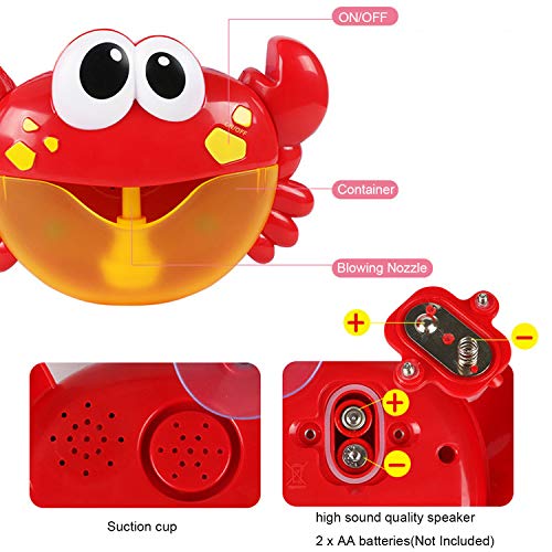 Gosear Bubble Machine, Bubble Blower, Bubble Maker Cute Funny Crab Shape Music Bubble Maker Machine Blower Toy with 12 Songs for Children Kids Baby Showers Bath Swimming Pool Bathtub - Thumbnail 5