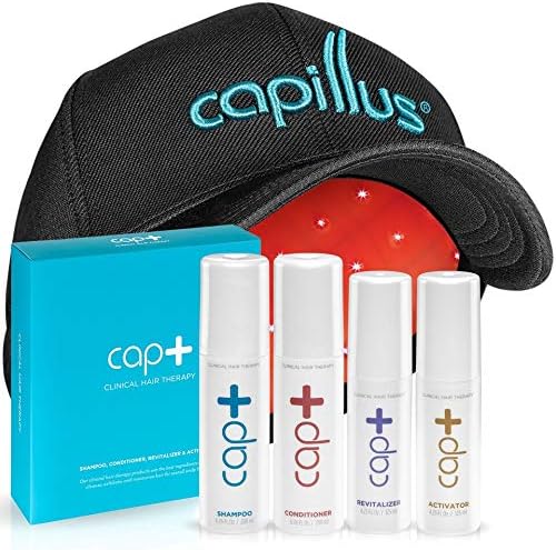 Capillus82 Laser Hair Growth Hat & 3 Clinical Hair Regrowth Treatment Bundles for Treating Hair Loss (3 Shampoos, 3 Conditioners, 3 Revitalizers & 3 Activators) - New Flexible Fitting Cap