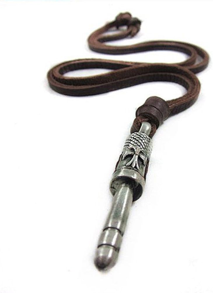 DATORA Adjustable Womens or Mens Leather Necklace with Speaker Jack Pendant