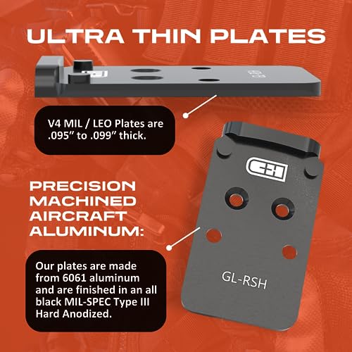 C+H Precision Optics Adapter Plate for Gen5 Glock MOS G17 G19 and