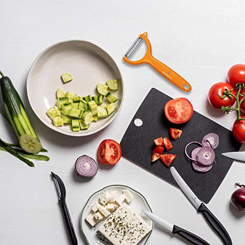 Victorinox Stainless Steel Peeler, Swiss Classic Serrated/Wavy Edge Multipupose Peeler for Professional and Household Kitchen, Orange, Swiss Made 4