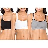Fruit of the Loom womens Spaghetti strap Pullover Sports Bra, 3-Pack