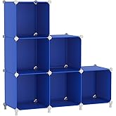 AWTATOS Cube Storage Organizer, 6 Cube Closet Organizers and Storage Shelves, DIY Stackable Bookshelf for Bedroom, Home, Admiral Blue