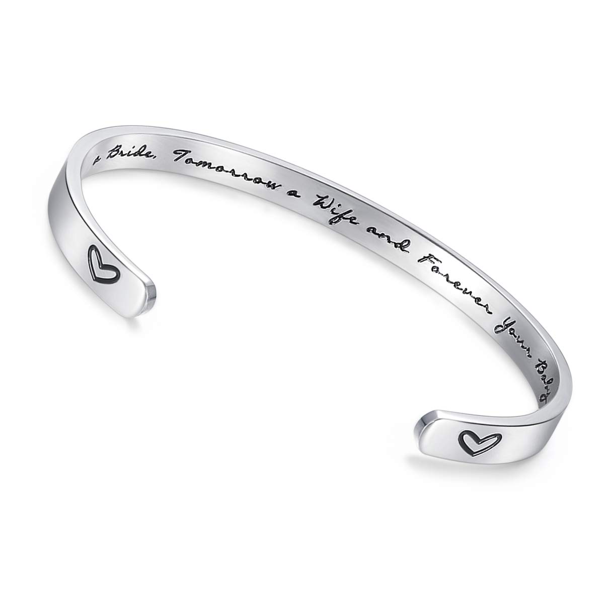 CERSLIMO Friendship Bracelet for Womens - Inspirational Friendship Gifts for Best Friend, Motivational Cuff Bangle for Sister Mother Teacher Gifts Bracelet Birthday Christmas Gifts, Today A Bride — image 1