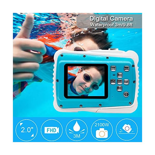 Topchances Unterwasserkamera für Kinder, wasserdicht, Digitalkamera, Selfie, Dual-Bildschirm, 5,1 cm (2 Zoll), LCD… – Bild 3