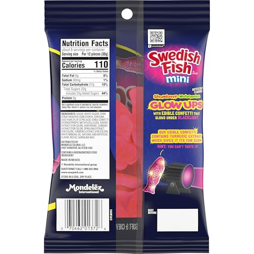 SWEDISH FISH MINI GLOW UPS STRAWBERRY-WATERMELON SOFT & CHEWY CANDY, 6.7 OZ