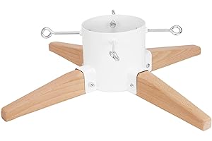 HarcoHome Christmas Tree Stand for Live Tree 8ft, Metal and Beech Hardwood Christmas Tree Holder with Spike for Fresh Tree, Tree Base for Real Tree, Arch Design, Seasonal Decor (White)