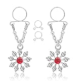 2Pcs Fake Nipple Rings Non-piercings Stainless Steel Body Piercing Jewelry (Red)