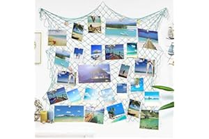 Ecjiuyi Fish Net Decorative,Photo Hanging Display Frames,Nautical Sea Ocean Themed Baby Shower Birthday Pirate Party Decorations, Bathroom Wall Home Decor