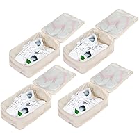 Travel Shoe Bags, Foldable Waterproof Shoe Pouches Organizer-Double Layer (4 Cream Shoe Bag)