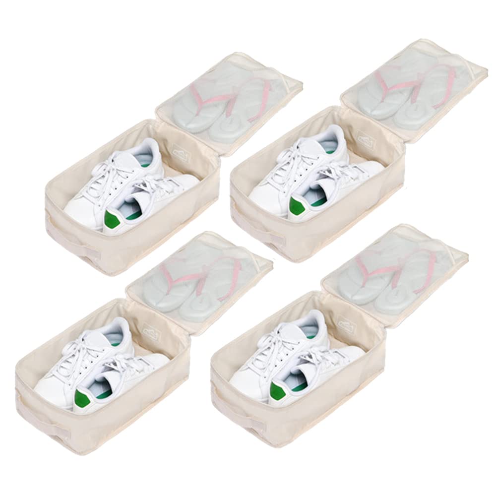 Photo 1 of Travel Shoe Bags, Foldable Waterproof Shoe Pouches Organizer-Double Layer (4 Cream Shoe Bag)