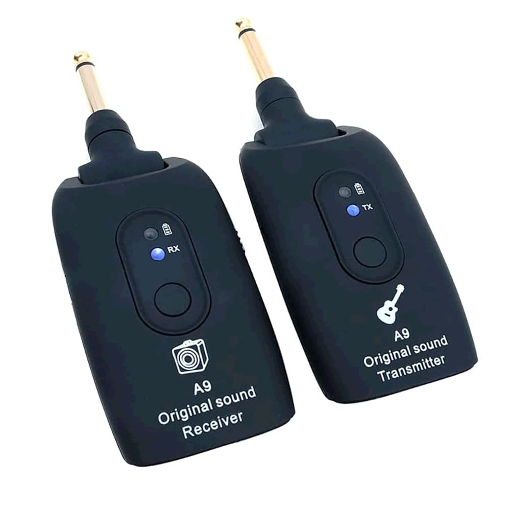 Alnicov Wireless Guitar System - 2.4GHz Transmitter and Receiver for Electric Guitar, Bass, Violin A9 Black