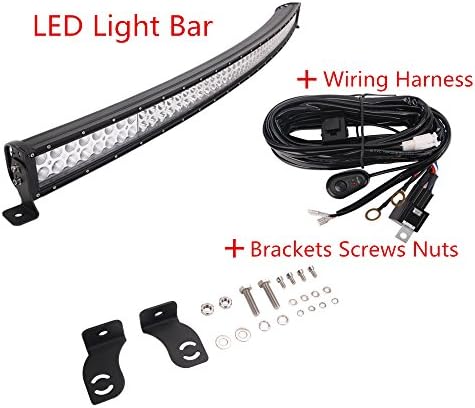 White rock auto 300w 53" Curved LED Light Bar Spot Flood Combo Beam Light Bar Waterproof IP67 Offroad Light With Wiring Harness Kit
