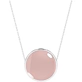 LUSTRE AND LIGHT Natural Rose Quartz Slider Pendant Necklace for Women in Sterling Silver, January Birthstone Jewelry Gifts for Her Birthday, Anniversary, Christmas, Graduation