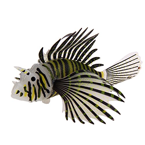 Silicone Plastic Artificial Luminous Fish Ornament Simulation Glowing Swimming Lionfish Snailfish Fish Tank Decoration Ornaments Black