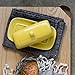 Now Designs Stoneware Rectangle Butter Dish with Lid, Lemon Yellow 4.5 x 8 in