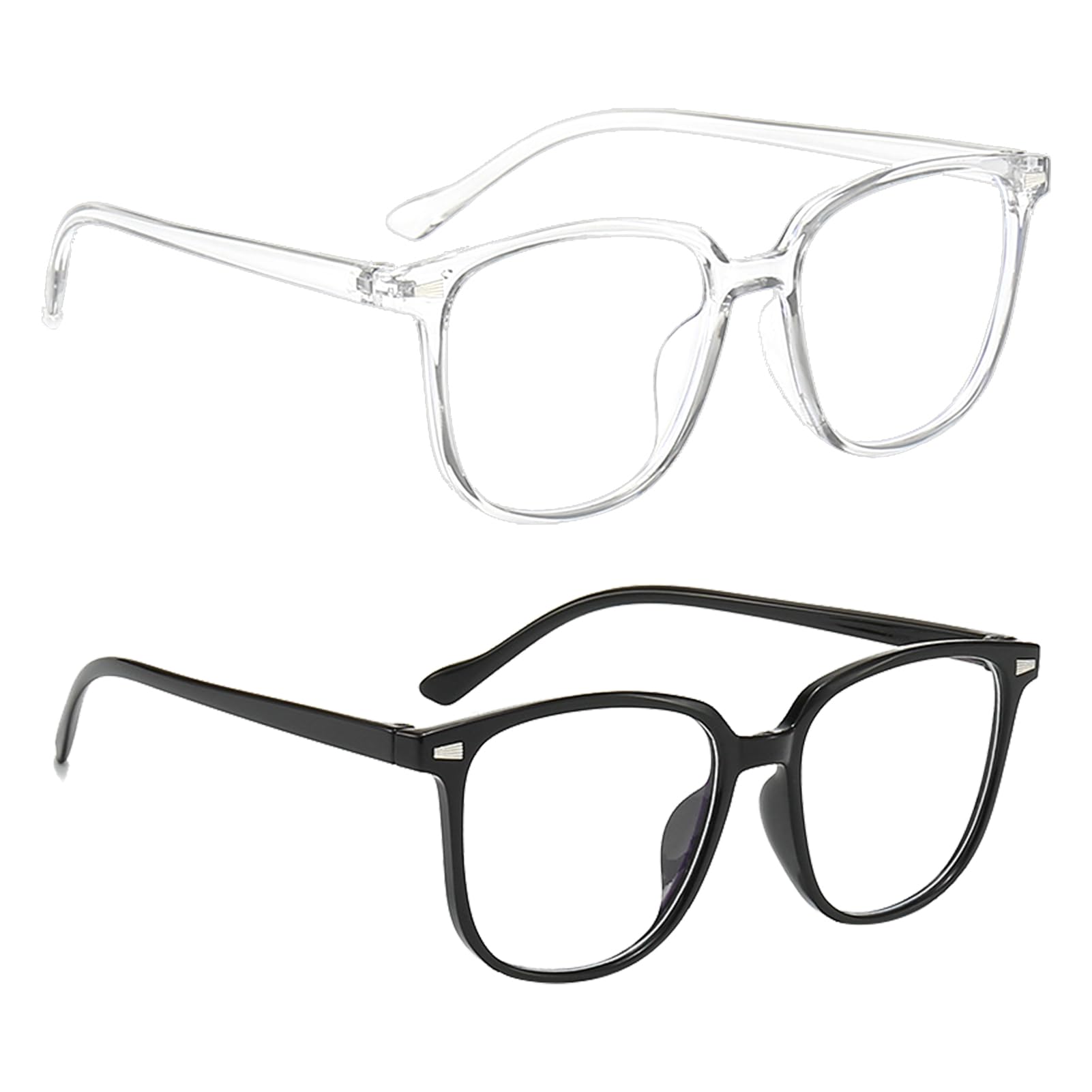 SMCEHEYA Blue Light Glasses 2Pcs - Anti-Glare Computer Glasses for Eye Strain, Headache, and UV Protection - Clear Non-Prescription Reading Glasses for Women, Men, Teens, Adults