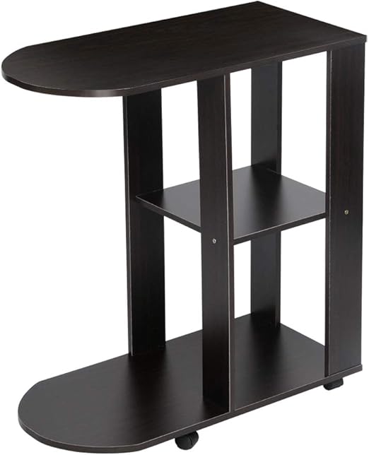 Amazon Com Homesailing Small C Shaped Mobile Cart Side Table For Sofa Couch Bed Table On Wheels Living Room Movable Coffee Tea Snack Table Bedroom End Table With Storage Shelves Laptop Cart Black Kitchen