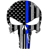 itsaskin1 Punisher Skull Police Blue Line US Sticker Decal America Flag Distressed Blue Lives Matter Large 8