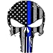 itsaskin1 Punisher Skull Police Blue Line US Sticker Decal America Flag Distressed Blue Lives Matter Large 8