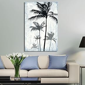 Canvas Wall Art - Tropical Palm Trees on Rustic Background - Giclee Print Gallery Wrap Modern Home Art Ready to Hang - 12x18 inches