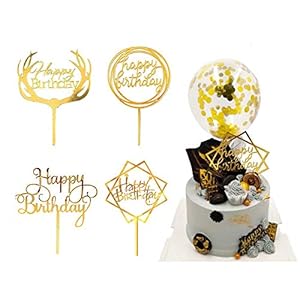Coriver 10 stuks Happy Birthday Cake toppers, acryl glitter cupcake-toppers voor verjaardagstaarten decoraties