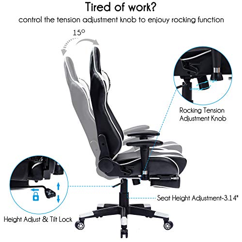 KCREAM Gaming Chair with Footrest Adults High Back Racing Style PC