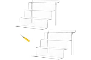 2 pcs 4 Tier 12x 9 Inch Acrylic Display Stand Riser Shelf Clear Risers Perfume Stand for Tier Tiered Decoration and Organize 
