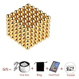 Beautychen Magnetic Cube 216pcs 5mm Magnets Blocks Magnetic Square Cube Children's Puzzle Magic Cubes DIY Educational Toys for Kids Intelligence Development and Stress Relief (Golden)