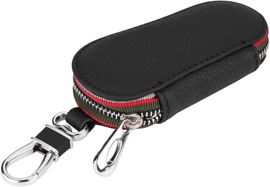 Tbest Car Key Fob Case,Key Case Wallet Holder Car Fob Organizer Cover Car Key Universal Car Auto PU Leather Zipper Key Case Holder Storage Bag Cover Car Accessories(Black)