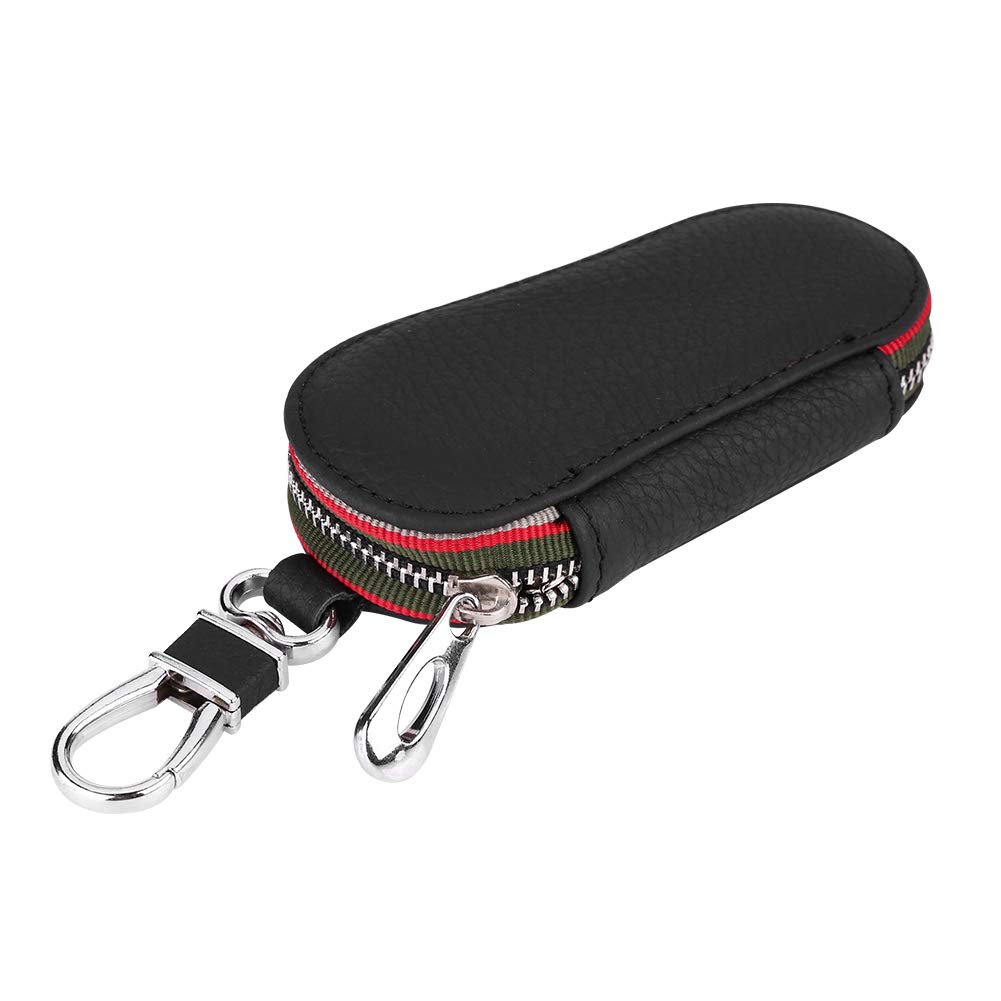 Tbest Car Key Fob Case,Key Case Wallet Holder Car Fob Organizer Cover Car Key Universal Car Auto PU Leather Zipper Key Case Holder Storage Bag Cover Car Accessories(Black)