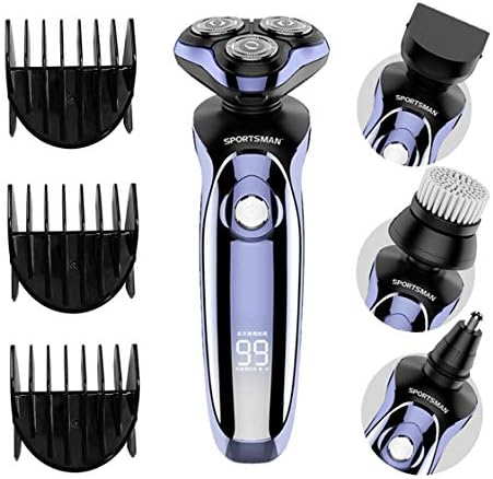 Electric Shaver,4 in 1 Men's Rotary Shavers Rechargeable Wet & Dry Mens Razors Cordless Beard Nose Hair Trimmer for Men Hair Clippers+ Facial Cleaning Brush Shaving&Grooming Sets