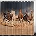 Ambesonne Horse Shower Curtain, Equine Themed Animals Galloping in The Sand Running Horses Pattern, Cloth Fabric Bathroom Decor Set with Hooks, 69