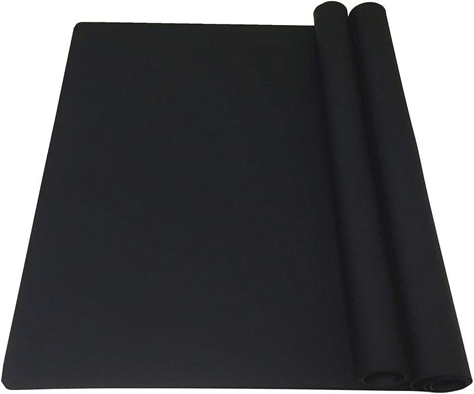 wellhouse 23.6" by 15.7" Extra Large Mulitpurpose Silicone Nonstick Pastry Mat Countertop Protector Heat Resistant Nonskid Table Mat (Black-2pcs)