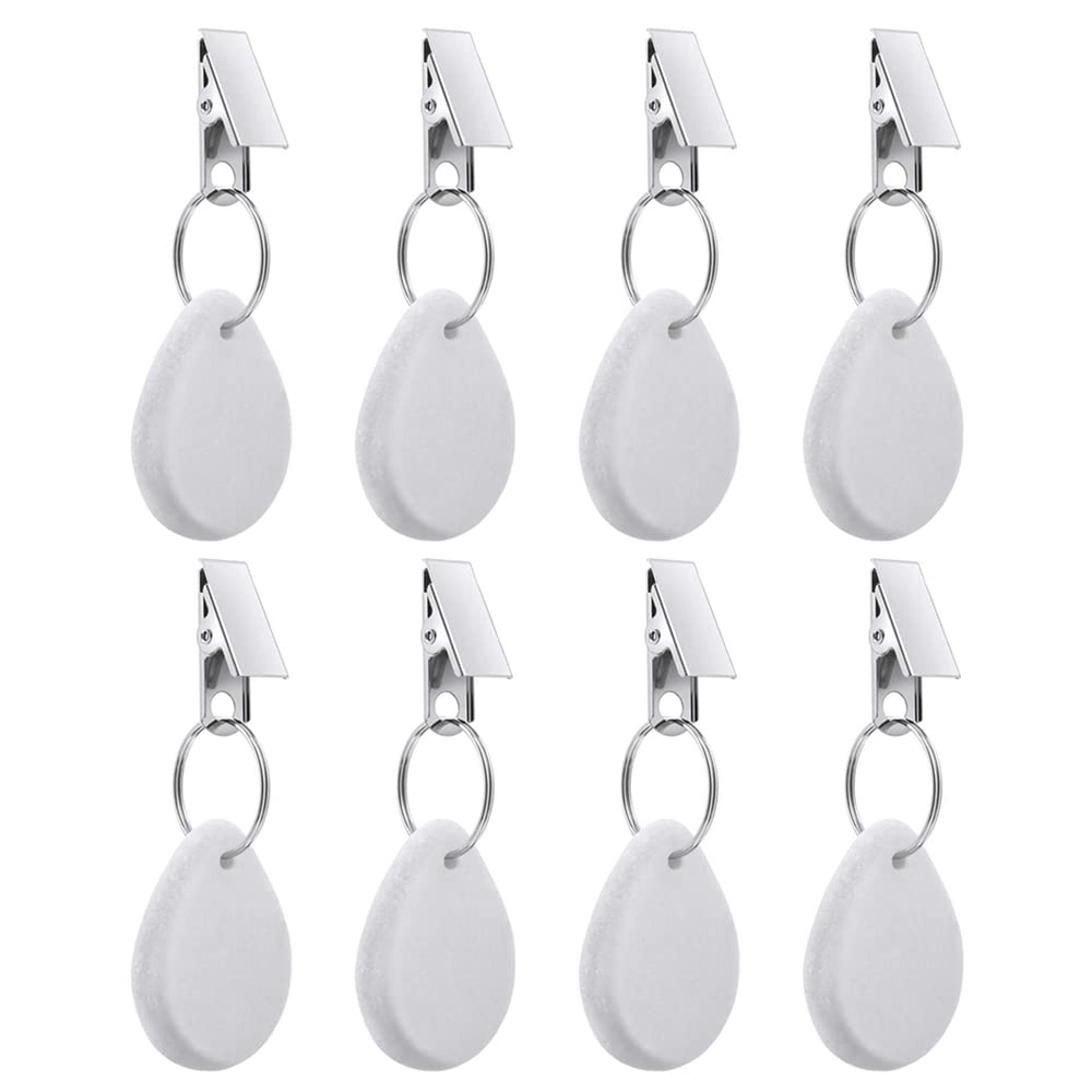 Tablecloth Weights Hangers, Tablecloth Pendant Stone Table Cover Weights with Metal Clips for Outdoor Party Picnic Table Decoration (White, 8pcs)