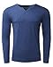 MODCHOK Men's Slim Fit T Shirt Tee Long Sleeve V Neck Shirts Undershirt Tops Small 1-blue