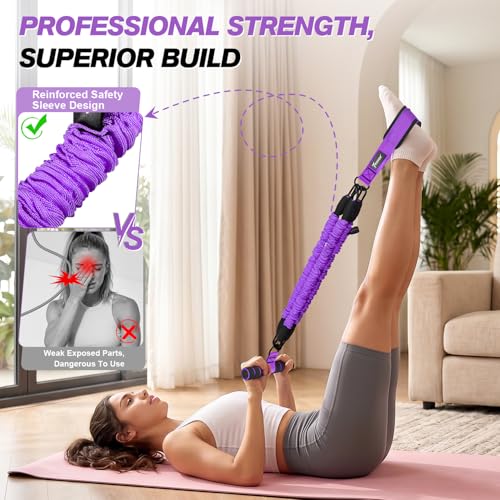 WOQQW Multifunction Pedal Resistance Band with Handle, Upgraded 3 Tube Adjustable Foot Resistance Bands for for Core, Arm, Legs, Body Puller Trainer - Sit Up Exercise Equipment for Women Men