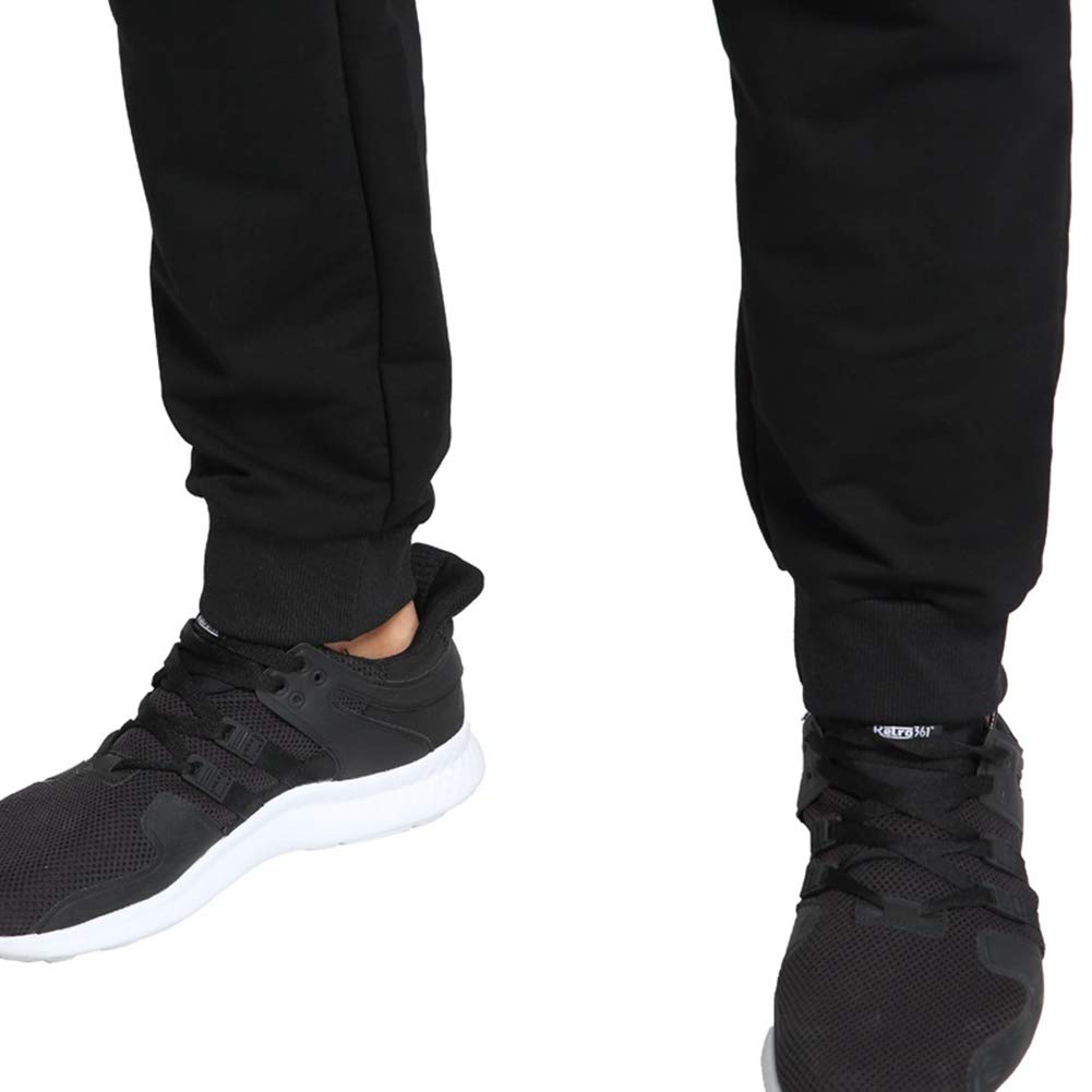 Tansozer Jogginghose Herren Baumwolle Trainingshose Herren Sporthose Herren Lang Hosen Männer Reissverschluss Taschen Sweathose Trackpants Schwarz L 6