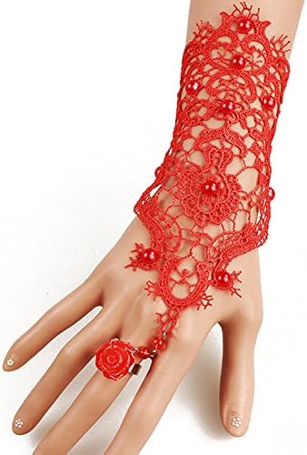 Red Lace Bracelet Ring Romantic Bride Wedding Decoration Women