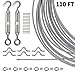 Joddge Stainless Steel Lights Kit, String Light Suspension Kit, Outdoor Light Guide Wire, Includ 110 FT 304 Stainless Steel Wire Rope Cable, Turnbuckle and Hooks